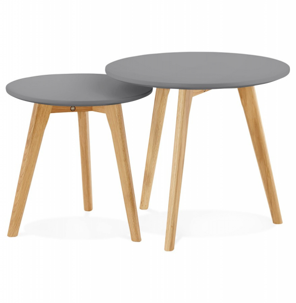 Set masute Espino 50x50 cm MDF gri inchis / picioare stejar, stil scandinav, CT00420DG - Kokoon [3]