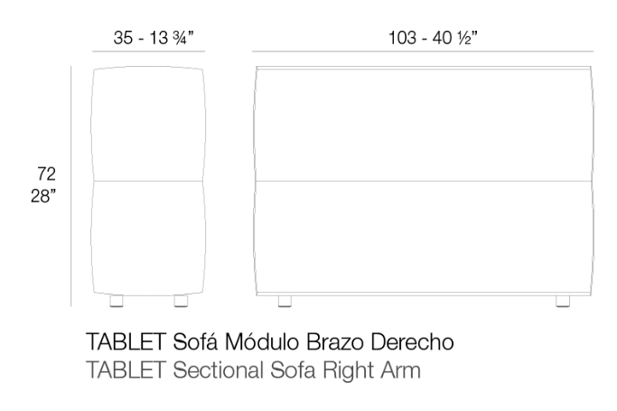 Modul brat dreapta canapea premium Tablet pentru exterior 104x35x71 cm, 54225 - Vondom [2]
