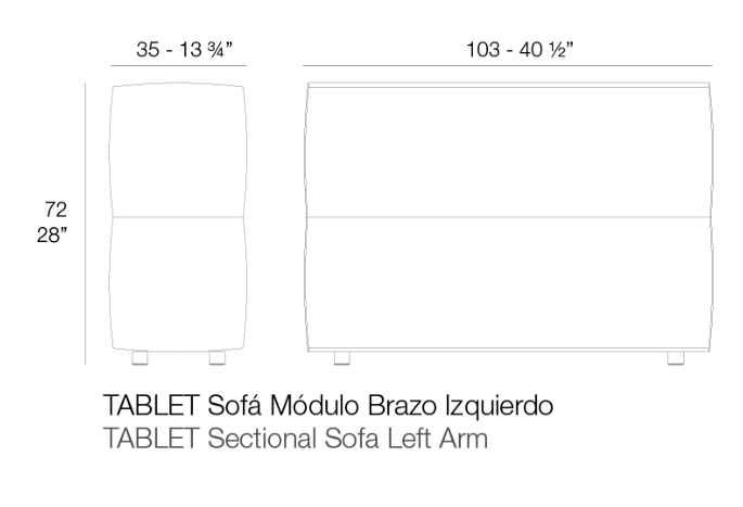 Modul brat stanga canapea premium Tablet pentru exterior 104x35x71 cm, 54224 - Vondom [2]