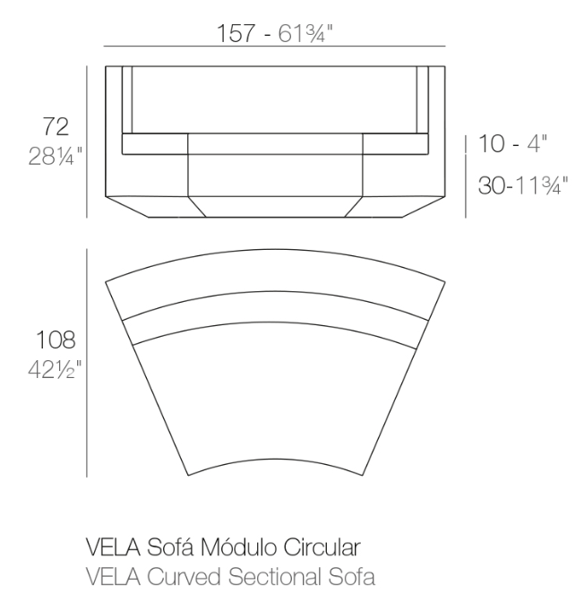Modul circular mijloc canapea premium Vela pentru exterior 157x108x72 cm, 54169 - Vondom [2]