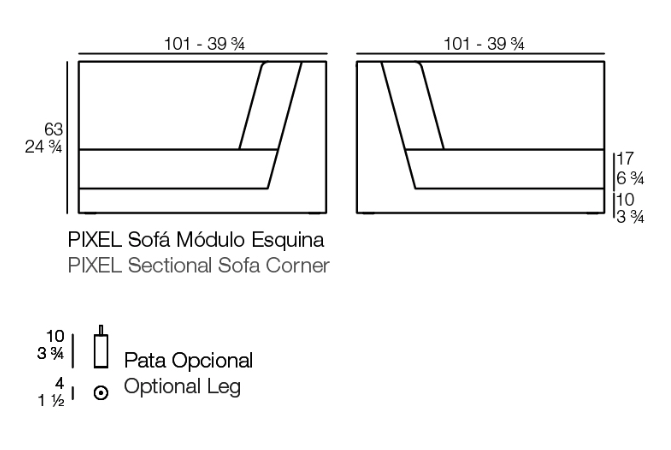 Modul colt canapea premium Pixel pentru exterior 101x101x63 cm, 54259 - Vondom [2]