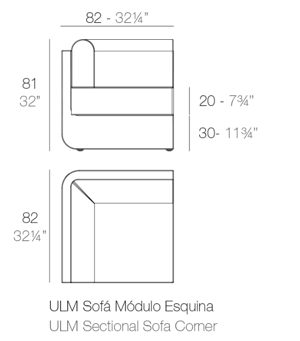 Modul colt canapea premium Ulm pentru exterior 82x82x72 cm, 54172 - Vondom [3]