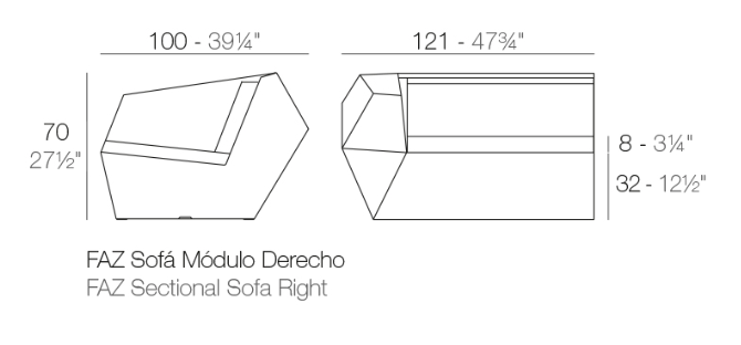 Modul dreapta canapea Faz pentru exterior 121x100x70 cm, 54003 - Vondom [2]
