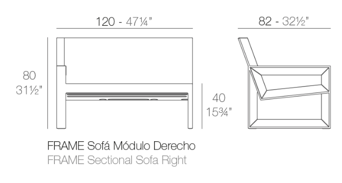 Modul dreapta canapea premium Frame pentru exterior 120x82x80 cm, 54118 - Vondom [2]