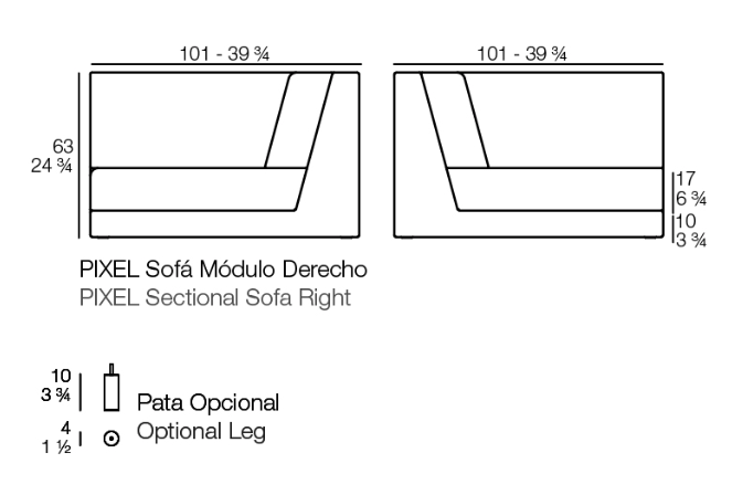 Modul dreapta canapea premium Pixel pentru exterior 101x101x63 cm, 54256 - Vondom [2]