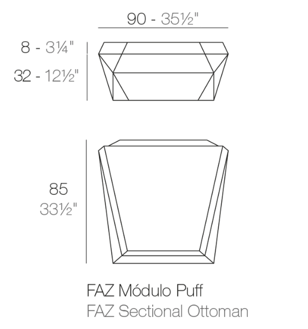 Modul lounger canapea Faz pentru exterior 90x85x32 cm, 54006 - Vondom [2]