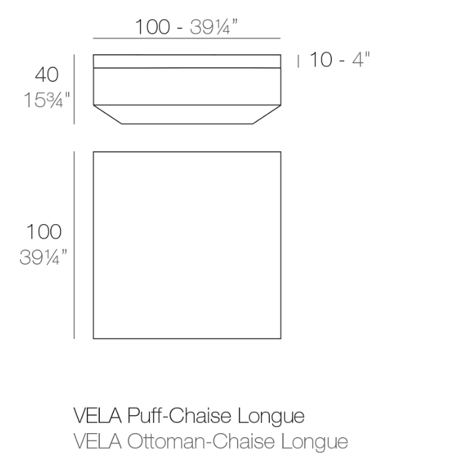 Modul lounger canapea premium Vela pentru exterior 100x100x40 cm, 54032 - Vondom [4]