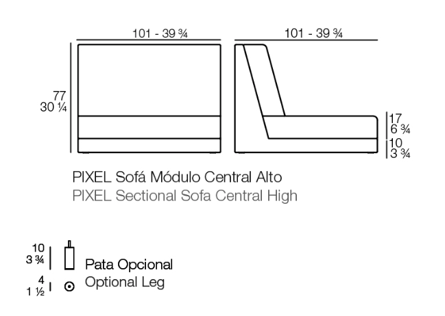 Modul mijloc canapea premium Pixel cu spatar inalt, pentru exterior 101x101x77 cm, 54254 - Vondom [2]