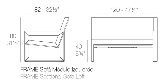 Modul stanga canapea premium Frame pentru exterior 120x82x80 cm, 54119 - Vondom [2]