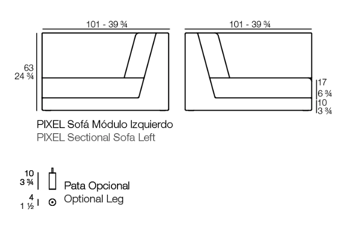 Modul stanga canapea premium Pixel pentru exterior 101x101x63 cm, 54258Y - Vondom [2]