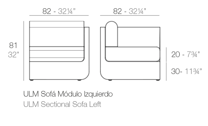Modul stanga canapea premium Ulm pentru exterior 82x82x72 cm, 54173 - Vondom [3]