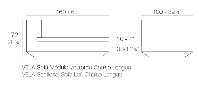 Modul stanga sezut adanc canapea premium Vela pentru exterior 100x160x72 cm, 54079 - Vondom [2]