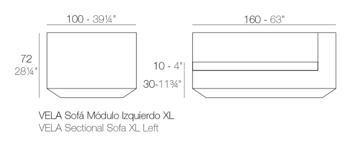 Modul stanga XL canapea premium Vela pentru exterior 160x100x72 cm, 54024 - Vondom [2]