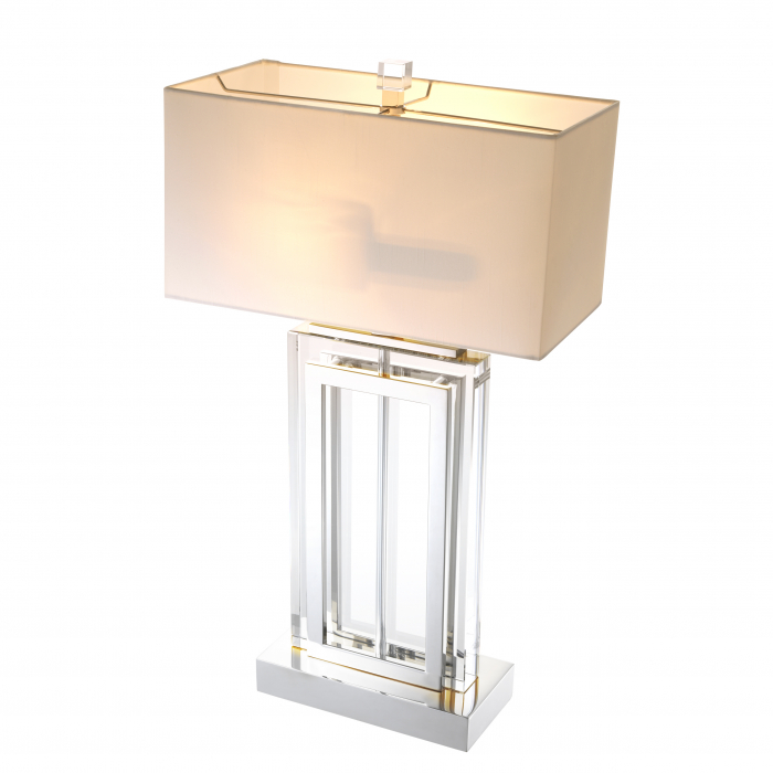   Lampă de masă Arlington finisaj cristal nichel inclus abajur alb 112407 EICHHOLTZ [2]