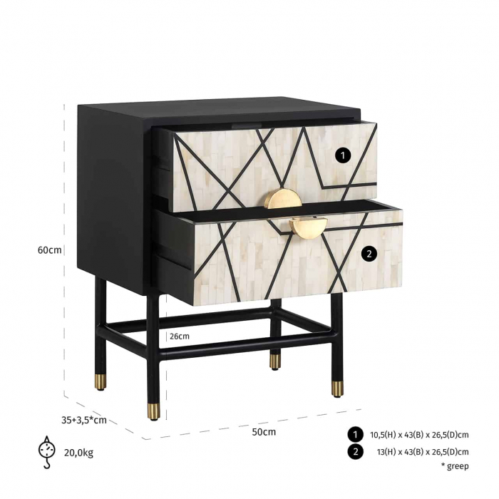 Nighstand Novas 2 sertare, 7851 - Richmond Interiors [4]