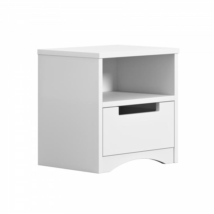 Noptiera copii alba Classic MDF 39,5x40,5 cm, cu sertar si spatiu depozitare deschis [4]