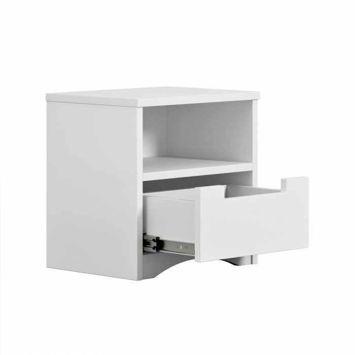 Noptiera copii alba Classic MDF 39,5x40,5 cm, cu sertar si spatiu depozitare deschis [3]