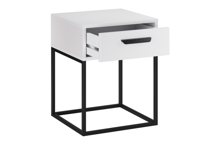 Noptieră Navello, lățime 40 cm, PAL Melaminat Alb, 1 Sertar - COMAD, cod NAVELLO WHITE 61-40-1S [3]