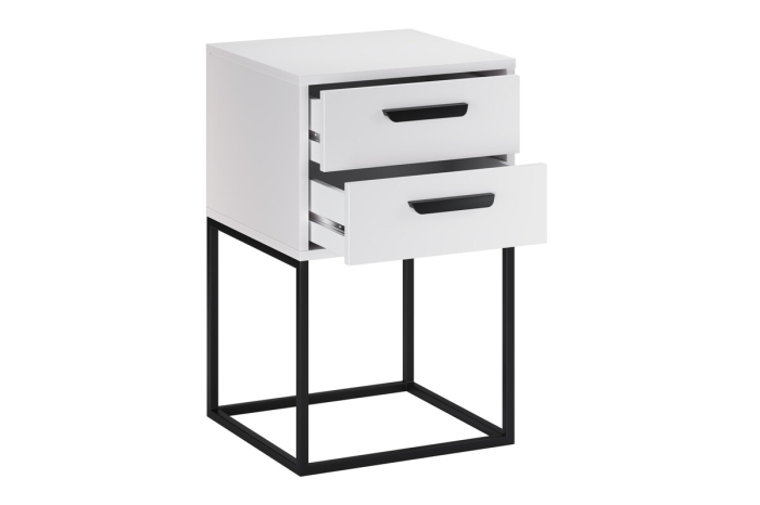 Noptieră Navello, lățime 40 cm, PAL Melaminat Alb, 2 Sertare - COMAD, cod NAVELLO WHITE 61-40-2S [3]
