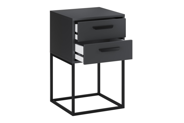 Noptieră Navello, lățime 40 cm, PAL Melaminat Antracit, 2 Sertare - COMAD, cod NAVELLO ANTRACIT 61-40-2S [3]