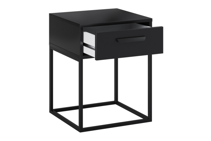 Noptieră Navello, lățime 40 cm, PAL Melaminat Negru Mat, 1 Sertar - COMAD, cod NAVELLO BLACK 61-40-1S [3]