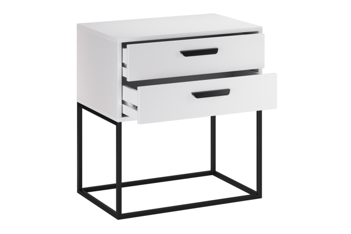 Noptieră Navello, lățime 60 cm, PAL Melaminat Alb, 2 Sertare - COMAD, cod NAVELLO WHITE 61-60-2S [3]