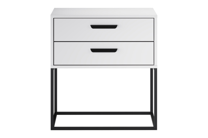 Noptieră Navello, lățime 60 cm, PAL Melaminat Alb, 2 Sertare - COMAD, cod NAVELLO WHITE 61-60-2S [2]