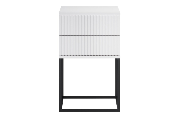 Noptieră Spello, lățime 40 cm, MDF Riflat și PAL Melaminat Alb, 2 Sertare - COMAD, cod SPELLO WHITE 61-40-2S [2]