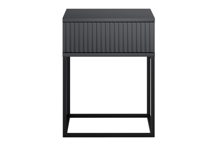 Noptieră Spello, lățime 40 cm, MDF Riflat și PAL Melaminat Antracit, 1 Sertar - COMAD, cod SPELLO ANTRACIT 61-40-1S [2]