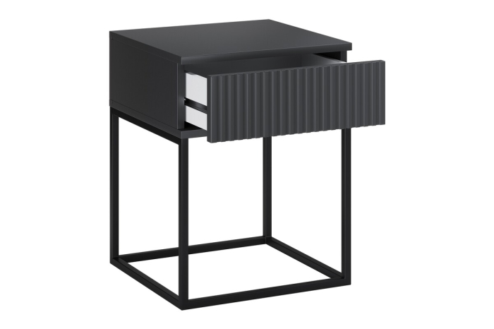 Noptieră Spello, lățime 40 cm, MDF Riflat și PAL Melaminat Antracit, 1 Sertar - COMAD, cod SPELLO ANTRACIT 61-40-1S [3]