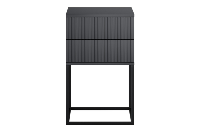 Noptieră Spello, lățime 40 cm, MDF Riflat și PAL Melaminat Antracit, 2 Sertare - COMAD, cod SPELLO ANTRACIT 61-40-2S [2]