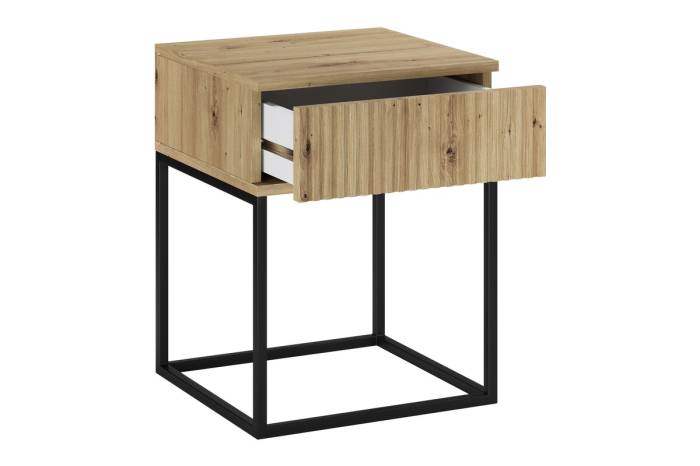 Noptieră Spello, lățime 40 cm, MDF Riflat și PAL Melaminat Stejar Artisan, 1 Sertar - COMAD, cod SPELLO ARTISAN 61-40-1S [3]