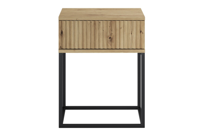 Noptieră Spello, lățime 40 cm, MDF Riflat și PAL Melaminat Stejar Artisan, 1 Sertar - COMAD, cod SPELLO ARTISAN 61-40-1S [2]