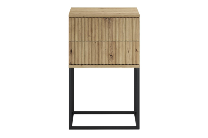 Noptieră Spello, lățime 40 cm, MDF Riflat și PAL Melaminat Stejar Artisan, 2 Sertare - COMAD, cod SPELLO ARTISAN 61-40-2S [2]