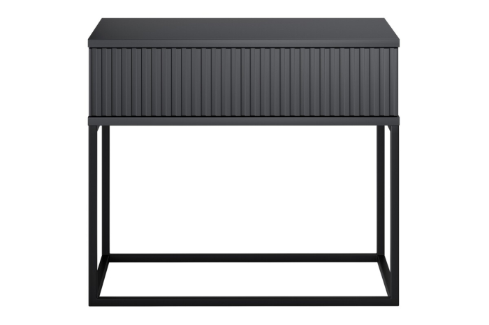 Noptieră Spello, lățime 60 cm, MDF Riflat și PAL Melaminat Antracit, 1 Sertar - COMAD, cod SPELLO ANTRACIT 61-60-1S [2]