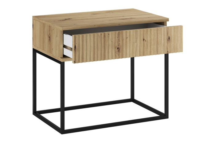 Noptieră Spello, lățime 60 cm, MDF Riflat și PAL Melaminat Stejar Artisan, 1 Sertar - COMAD, cod SPELLO ARTISAN 61-60-1S [3]