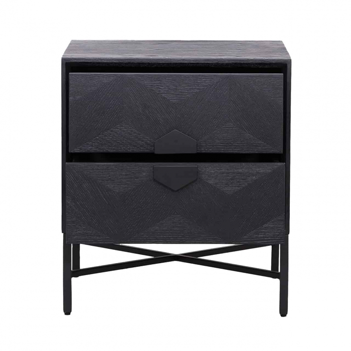 Noptiera premium cu sertare stejar negru Dargo 55x63 cm, picioare metal, 7544 - Richmond Interiors [5]