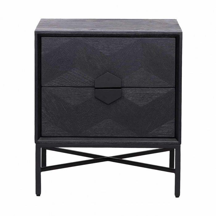 Noptiera premium cu sertare stejar negru Dargo 55x63 cm, picioare metal, 7544 - Richmond Interiors [3]