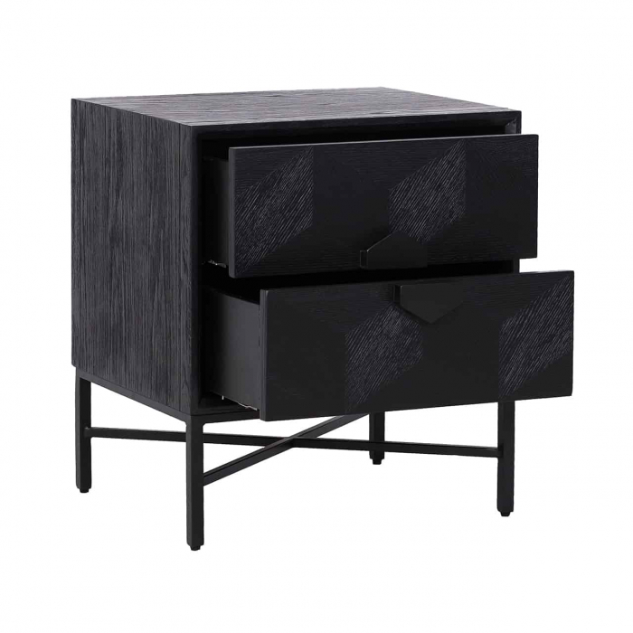 Noptiera premium cu sertare stejar negru Dargo 55x63 cm, picioare metal, 7544 - Richmond Interiors [6]