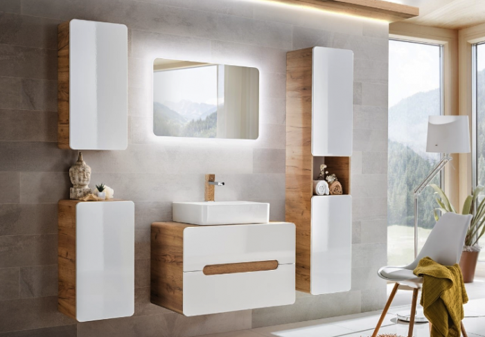 Oglinda baie cu iluminare LED 50x80 cm, finisaj Natura/Stella, design modern COMAD [2]