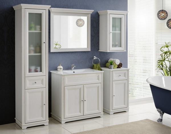 Oglinda baie 65/85 cm, Palace White, rama alba imitatie lemn - COMAD [2]