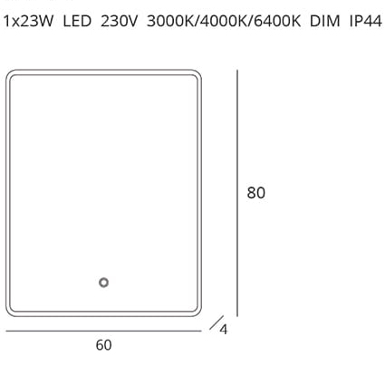 Oglinda cu iluminare LED Aggie 60x80x4,5 cm cm metal/sticla, comutator tactil, W0275 - Maxlight [5]