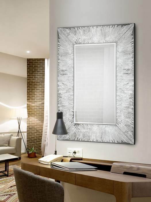 Oglinda decorativa dreptunghiulara aurie/argintie Marion 120x80 cm, foita de aur/argint, 569106 - Schuller [5]