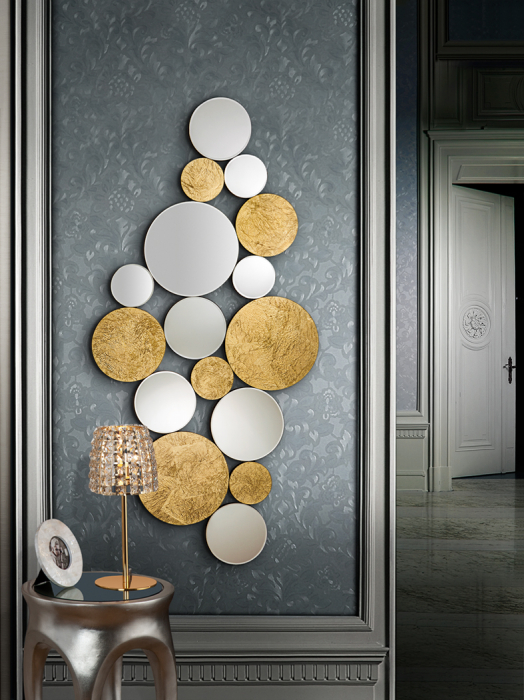 Oglinda decorativa lux cu auriu Nazli 120x59 cm din cercuri, foita de aur, 472684 - Schuller [2]