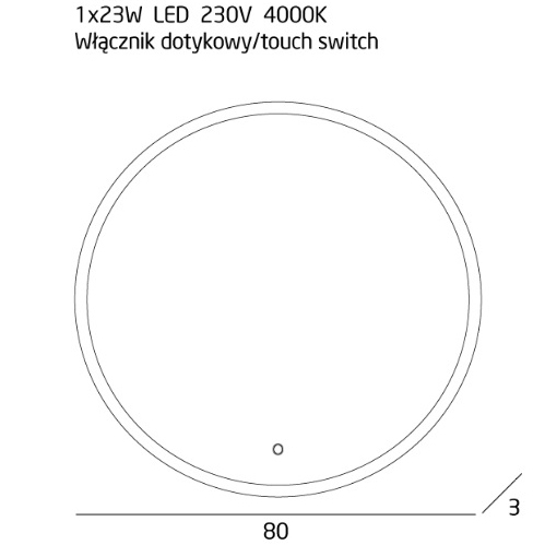 Oglinda rotunda cu iluminare LED Aggie Ø 80 cm metal/sticla, comutator tactil, W0252 - Maxlight [4]