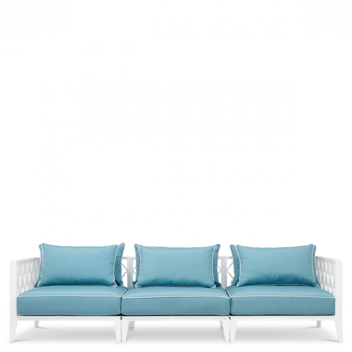   Canapea exterioară Ocean Club L albă sunbrella albastru mineral 112743 EICHHOLTZ [3]