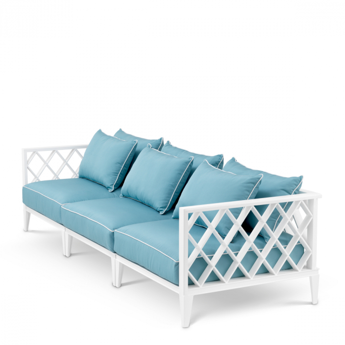   Canapea exterioară Ocean Club L albă sunbrella albastru mineral 112743 EICHHOLTZ [5]