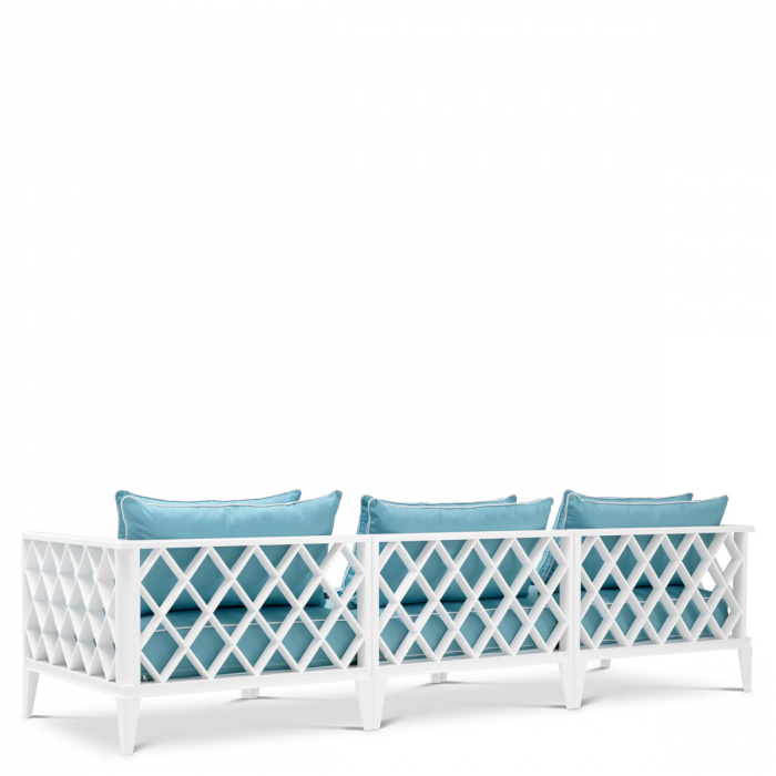   Canapea exterioară Ocean Club L albă sunbrella albastru mineral 112743 EICHHOLTZ [4]
