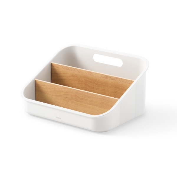 Organizator Bellwood 14x17x24 cm, 80% Plastic Reciclat și 19% Lemn Regenerabil Alb - Umbra [2]