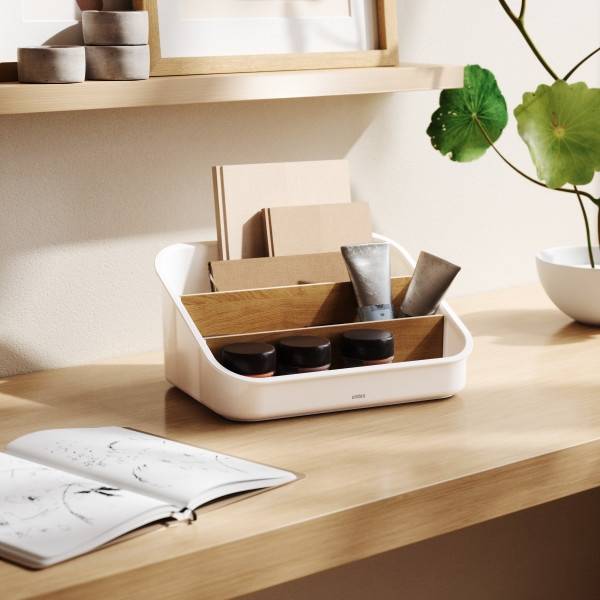 Organizator Bellwood 14x17x24 cm, 80% Plastic Reciclat și 19% Lemn Regenerabil Alb - Umbra [8]